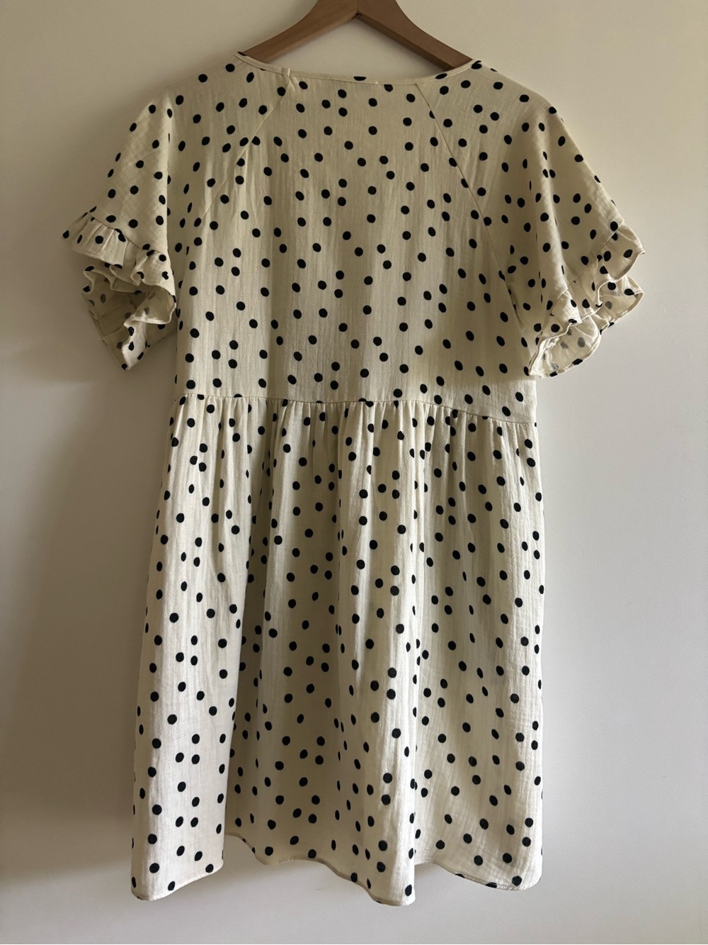 Madewell Cream Mini Dress with Black Polka Dots - Picture 2 of 2